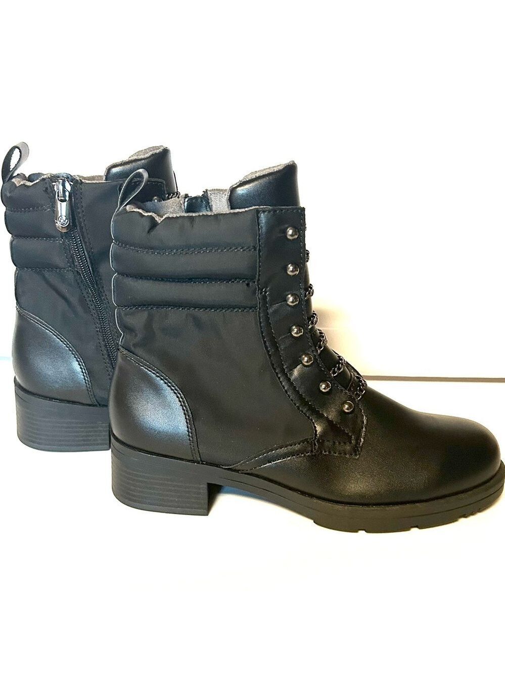 Adrienne Vittadini Black Tie Up Boots Size 8.5 New